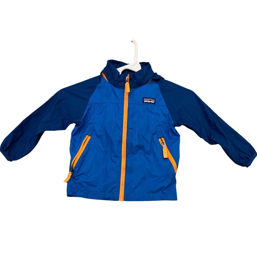 Patagonia Kids 2T Blue Orange Full Zip Hooded Windbreaker Jacket 61415 SP21